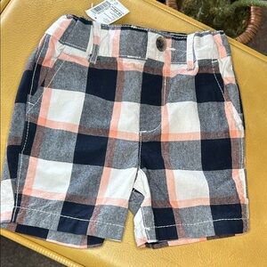 The Children's Place Plaid Shorts - Navy, White, Peach
